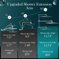 thumbnail image 2 of Cabezal de ducha Beekim de 12" tipo lluvia con brazo de 40 cm y teleducha de 5 funciones, 2 of 7