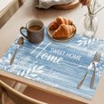 thumbnail image 3 of Vintage Sky Blue Placemats Set of 2 Farmhouse Florals Leaf Coastal Sweet Place Mats Indoor Wipeable Table Mats Washable Cloth Dining Table Placemats for Kitchen Holiday Party Decor 13x19 Inch, 3 of 9