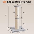 thumbnail image 2 of Cat Scratching Post 32" Tall, 5-Inch DiameterNatural Sisal Cat Scratch Post with Dangling Ball, Protect Your Furniture, Scratch-Resistant and Durable for Indoor Cats, LightGrey, 2 of 8
