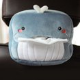 thumbnail image 4 of Caja de pañuelos para coche con banda elástica y animales de peluche, ideal para el respaldo del asiento. ballena azul, 4 of 6