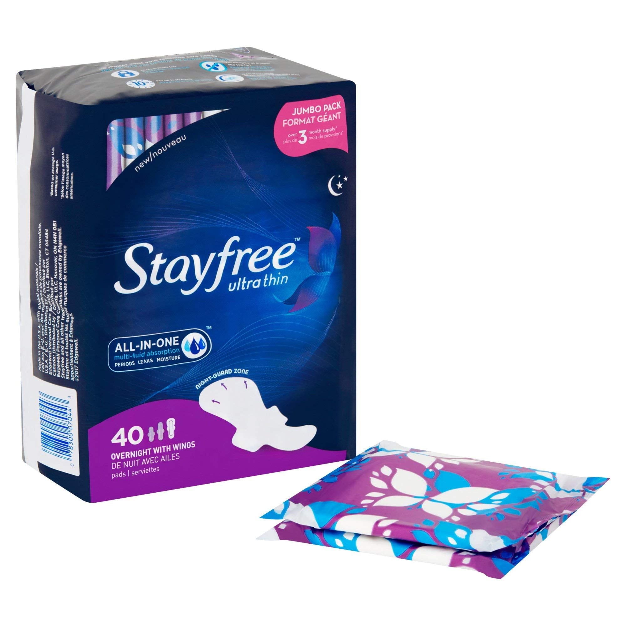 Stayfree Ultra Thin Overnight Pads with Wings, For Women, Reliable