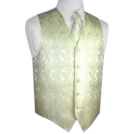 Italian Design, Men's Tuxedo Vest, Tie & Hankie Set - Banana Paisley