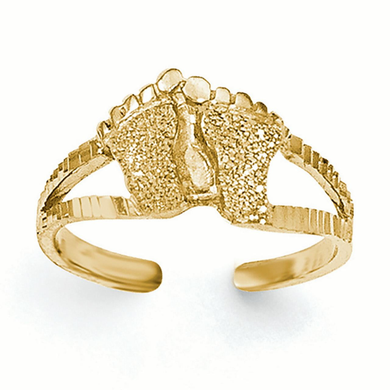 Ring Toe 14K Yellow Gold Women's Footprints Toe Ring