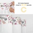 thumbnail image 5 of Spring Scenery No Hook Shower Curtain with Snap in Liner Country Pink Watercolor Flowers Leaves Birds Waterproof Bathroom Shower Curtain with See Through Top Window for Bathtub 72" x 72", 5 of 9