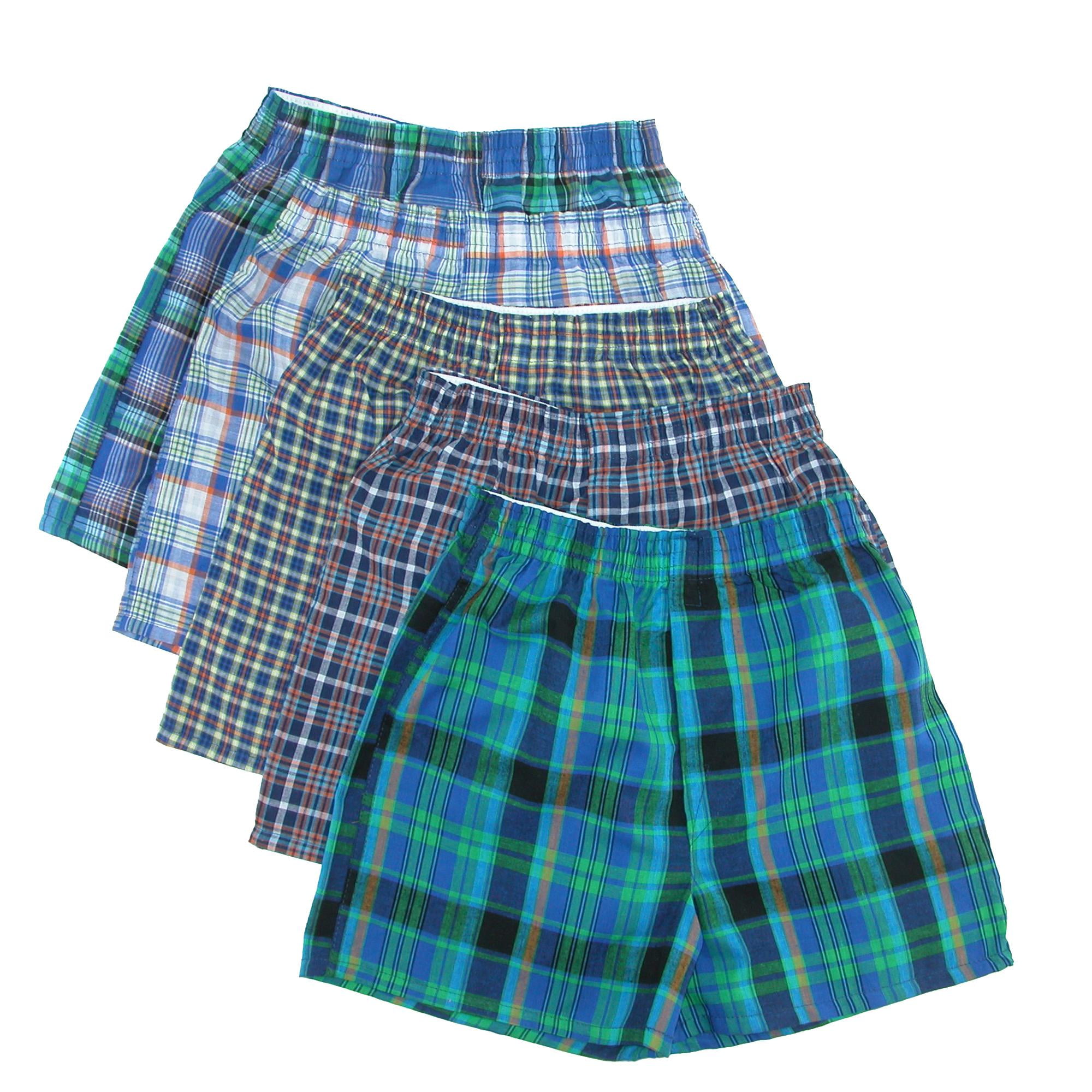 Fruit of the Loom 4 Pack Boys Assorted Tartan Woven Boxer 