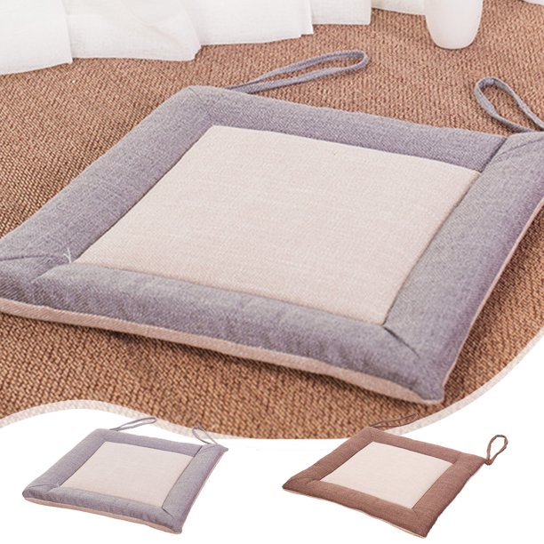 Cojín de asiento de lino de algodón | Almohada de soporte lumbar para escritorio de oficina cuadrada | Almohadilla de silla para oficina, patio, jardín, coche | 15,75 x 15,75 x 1,18 pulgadas