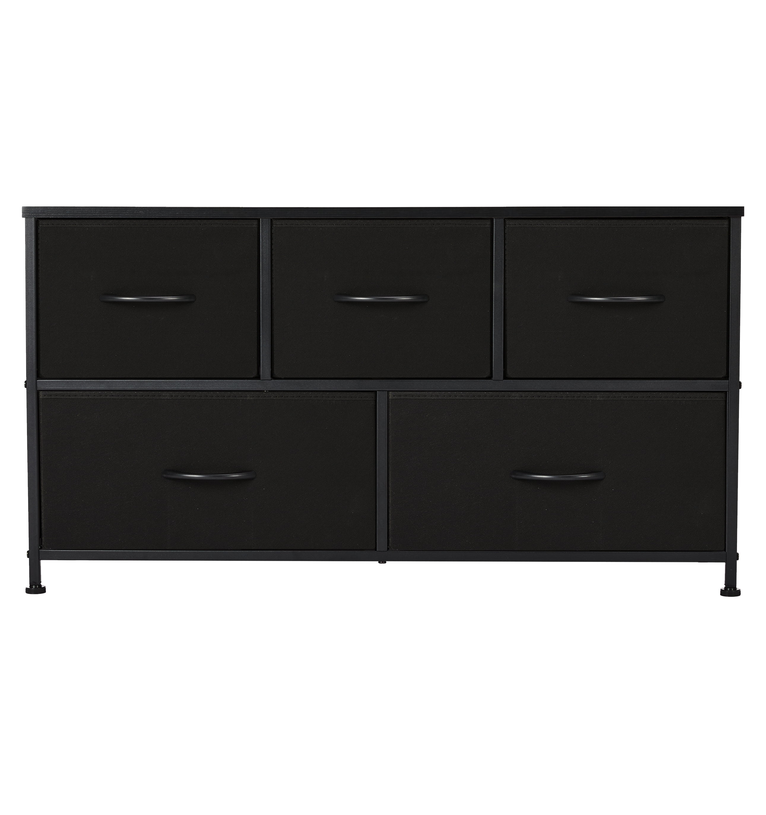 JOINSUN 5 Drawers Dresser, Storage Organizer Units for Clothing, Closet, Fabric Bins, Wood Top, Steel Frame, Lightweight, Black
