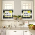 thumbnail image 2 of Kitchen Curtains and Valance Set Tier Curtains Hello Summer Lemon Black White Stripe Semi Sheer Curtains for Living Room Rod Pocket Tiers and Valances for Windows 2 Piece Set 27.5"x24", 2 of 5
