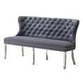 thumbnail image 1 of Dark Gray Velvet Bench with Tufted Seat and Silver Stainless Steel Legs, 1 of 3