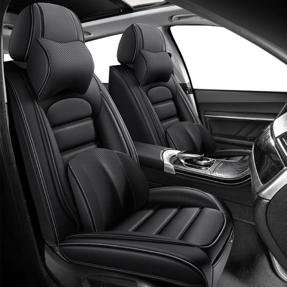 2-Seats Car Seat Covers for 95% Nissan Models Leather Auto Vehicle Seat Cushions Waterproof Seat Cover Airbag Compatible(Classic&Black-Luxury)
