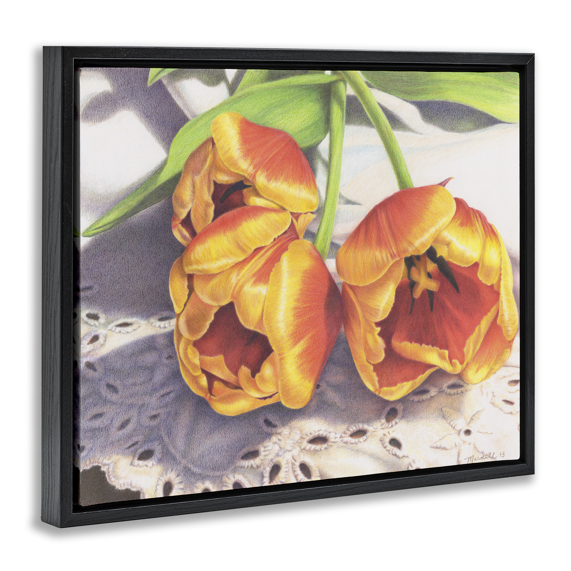Stupell Industries Three Of A Kind Botanical & Floral Painting Black Floater Framed Art Print Wall Art, 21 x 17