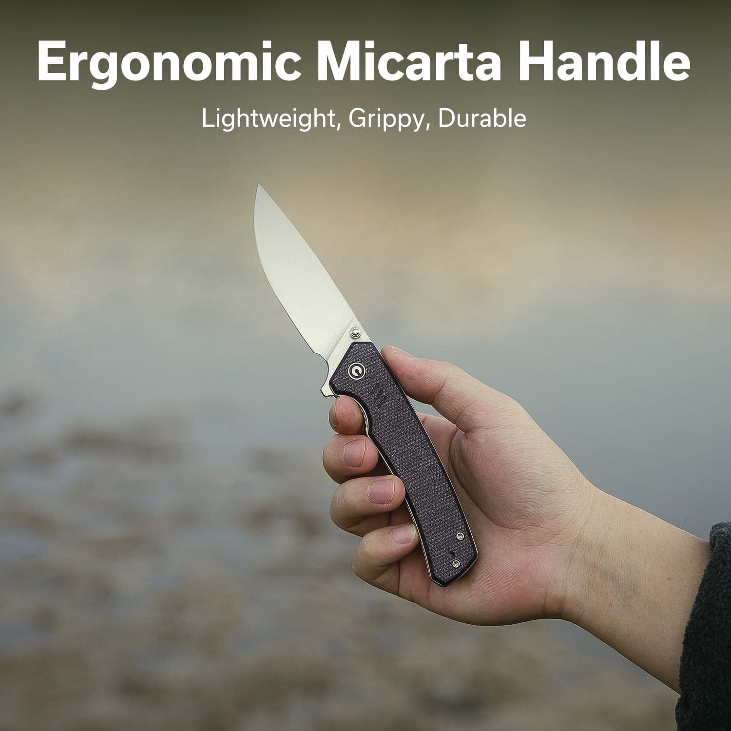 CIVIVI Merit Pocket Knife, Folding Knife with 3.28" 14C28N Blade Micarta Handle, Lightweight Knife with Reversible Pocket Clip for Camping Hiking Indoor & Outdoor, C24012-3, Purple