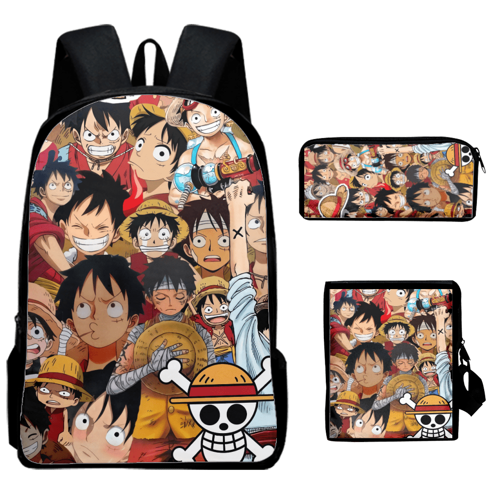 Luffy One Piece Backpack Kids Anime School Daypack With Pen Bag For Outdoor  Travel