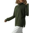 thumbnail image 6 of Qiylii Women Solid Color Sweatshirt, Long Sleeve Lapel Zipper Pullover Tops, 6 of 9