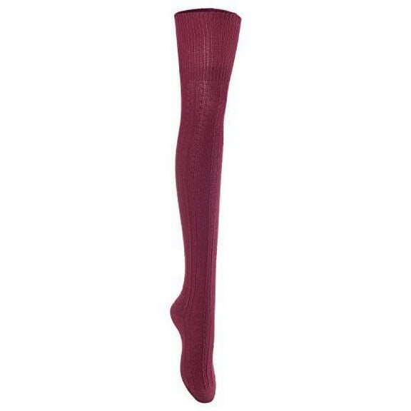 Lian LifeStyle Women's 1 Pair Fashion Thigh High Cotton Socks Over Knee High Leg Warmers LLS1025 Size 6-9(Wine)