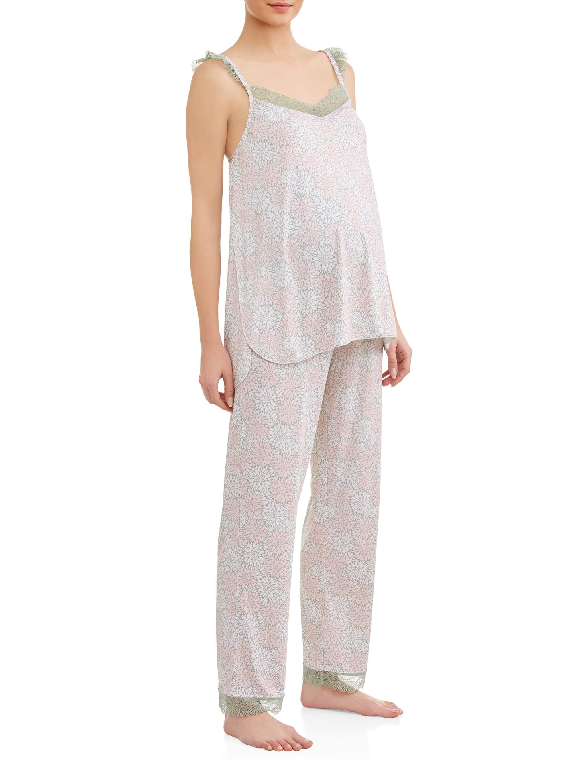 Nanette Lepore Womens/ Maternity Lace Trim Tank Top and Lounge Pants Pajama Set