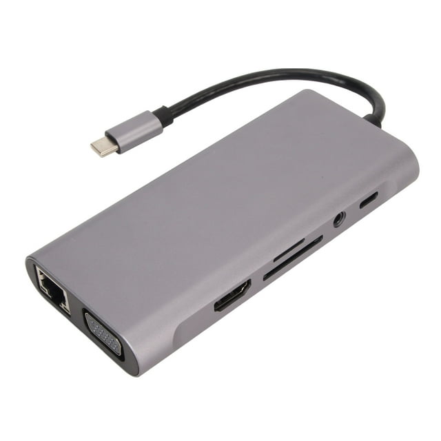 Estación De Acoplamiento USB 3.0, Tipo Eje 11 De La aleación De Aluminio 100Mbps RJ45 De C En 1 Carga Del Paladio 87W Para La Oficina