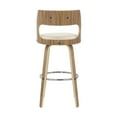 thumbnail image 5 of Cecina 30'' Mid-Century Modern Fixed Height Barstool With Swivel In Zebra And Cream Faux Leather - Set Of 2, 5 of 7