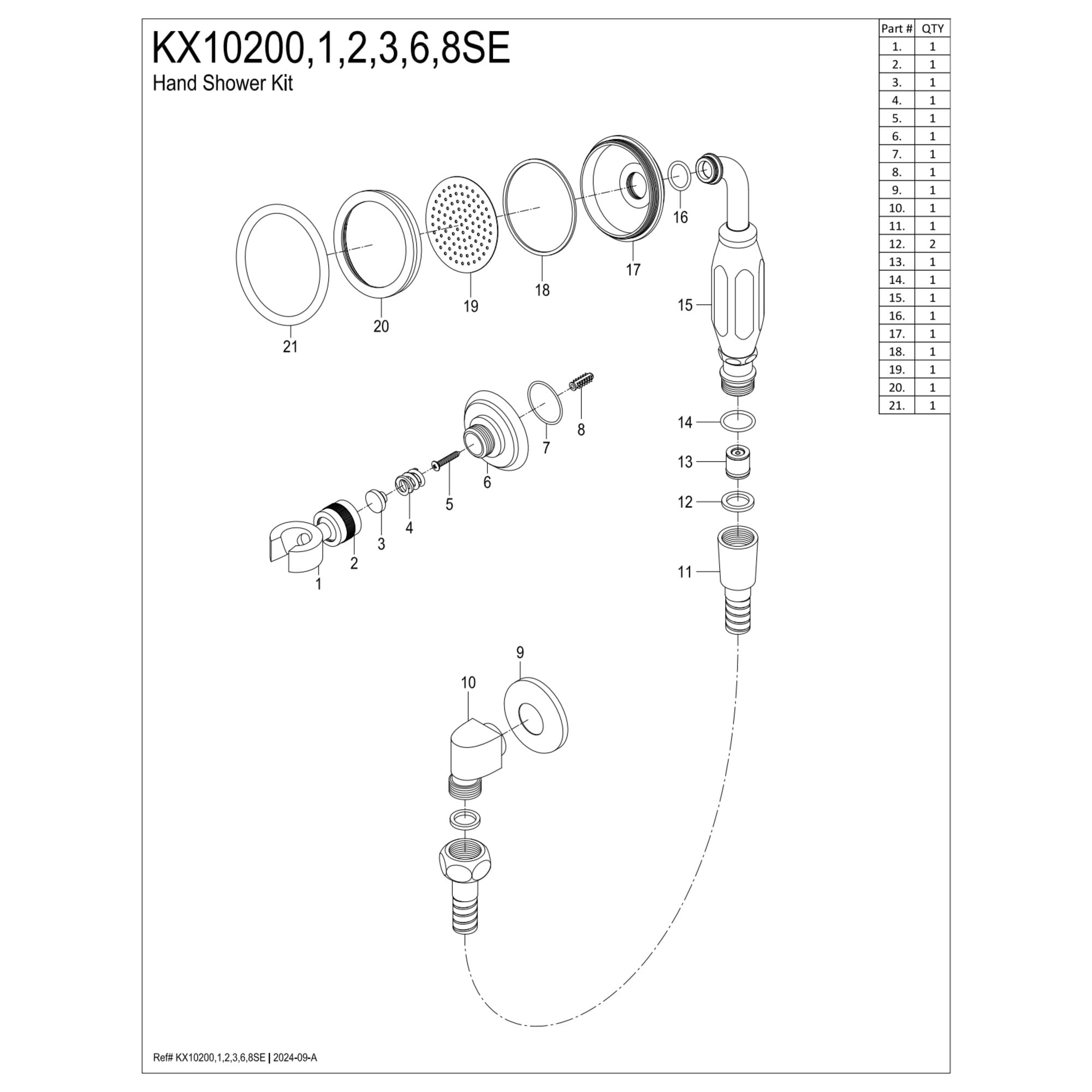 Kingston Brass KX10208SE Vintage Hand Shower Kit, Brushed Nickel
