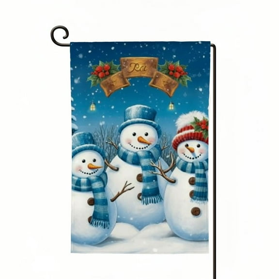 PHYHOO Winter Snowman Garden Flag Double Sided, Burlap Small Snow Welcome Winter Tree Garden Yard House Flags Winter Christmas Outside Outdoor House Decor White