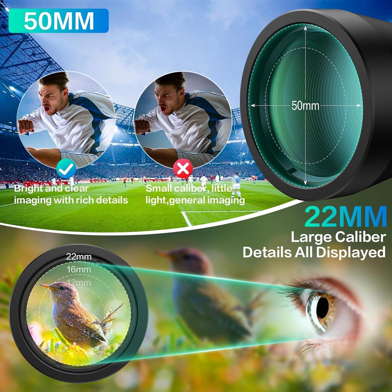 Scootworks 12x50 Binoculars for Adults,HD Binoculars with Low Light Night Vision, Clear FMC BAK4 Prism Lens, Binoculars for Hunting Birds Watching Traveling Stargazing Outdoor Sport, Black