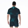 thumbnail image 2 of Teal Polygonal Dot Geometric Short Sleeve Men'S Rompers, Dots Casual Summer Jumpsuits Outfit, 2 of 4