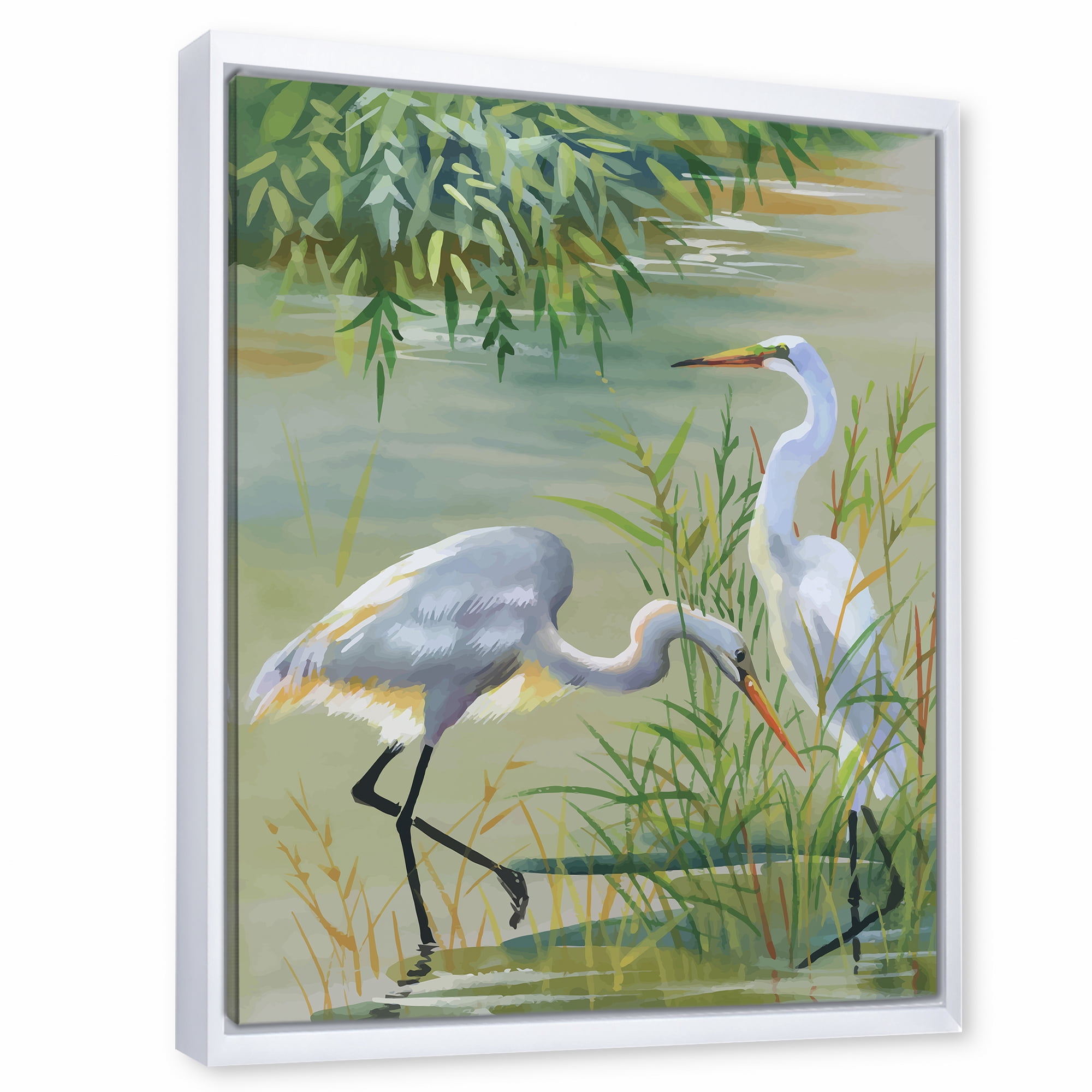 Designart 'Portrait Of Heron Birds I' Traditional Framed Canvas Wall Art Print