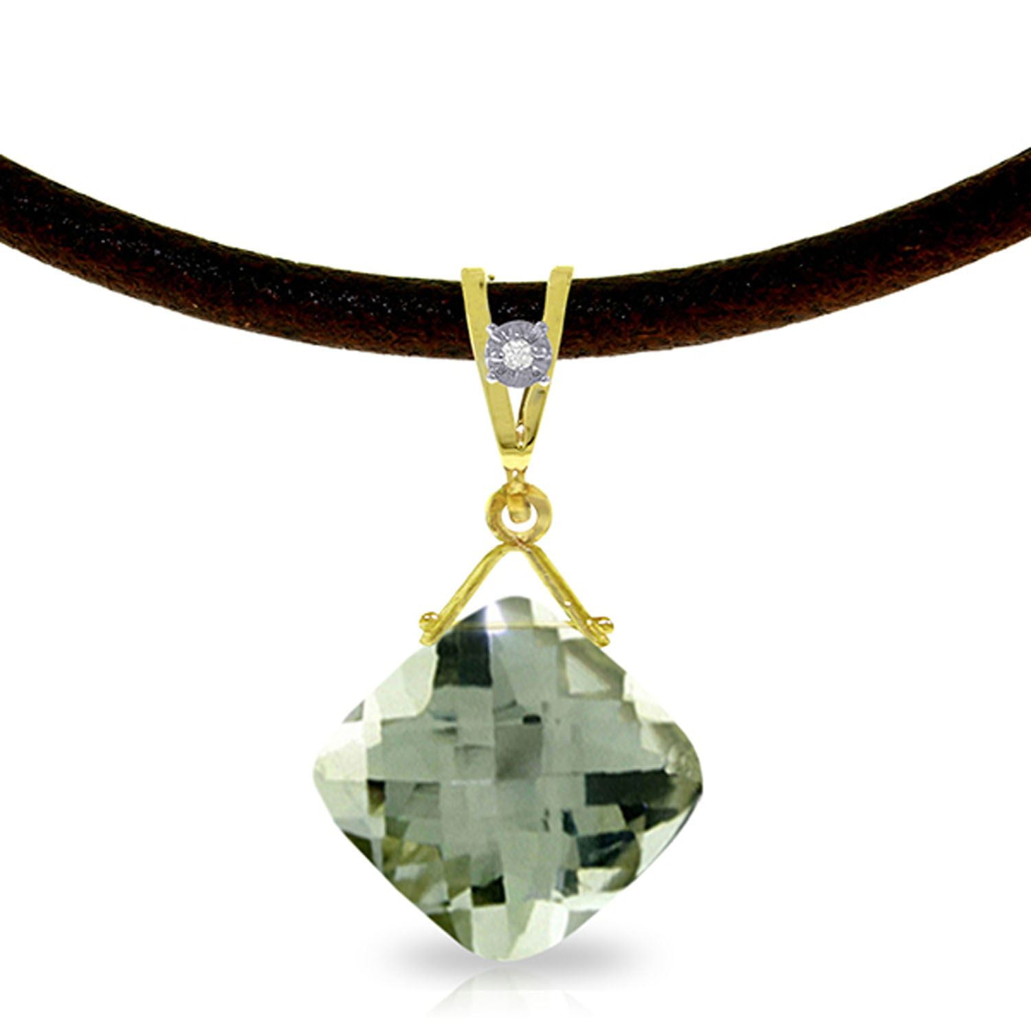 ALARRI 14K Solid Rose Gold Necklace w// Natural Green Amethysts with 18 Inch Chain Length