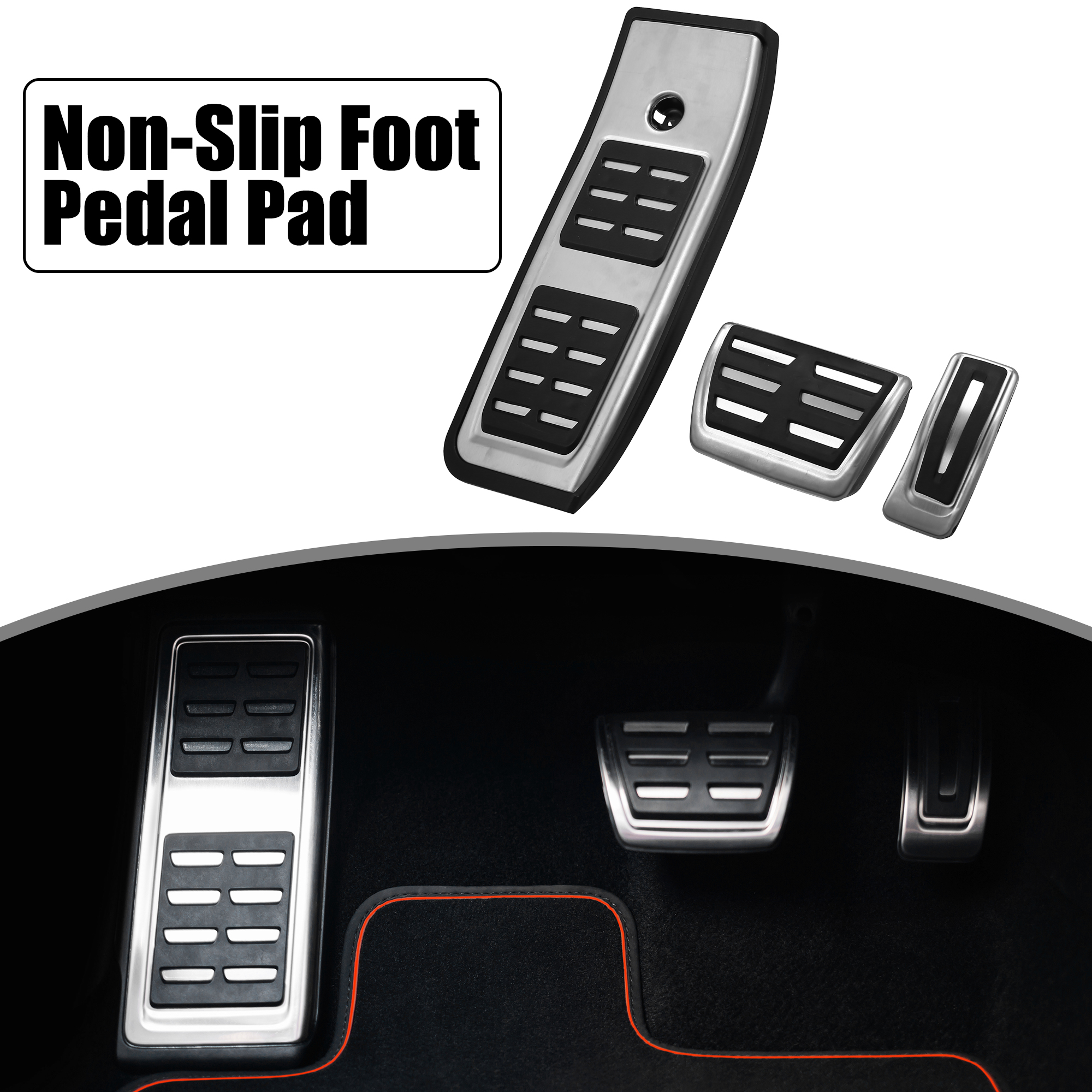 Unique Bargains 3pcs Foot Pedal Brake Gas Pedal Pad Covers for Audi A4 A5 2017-2021