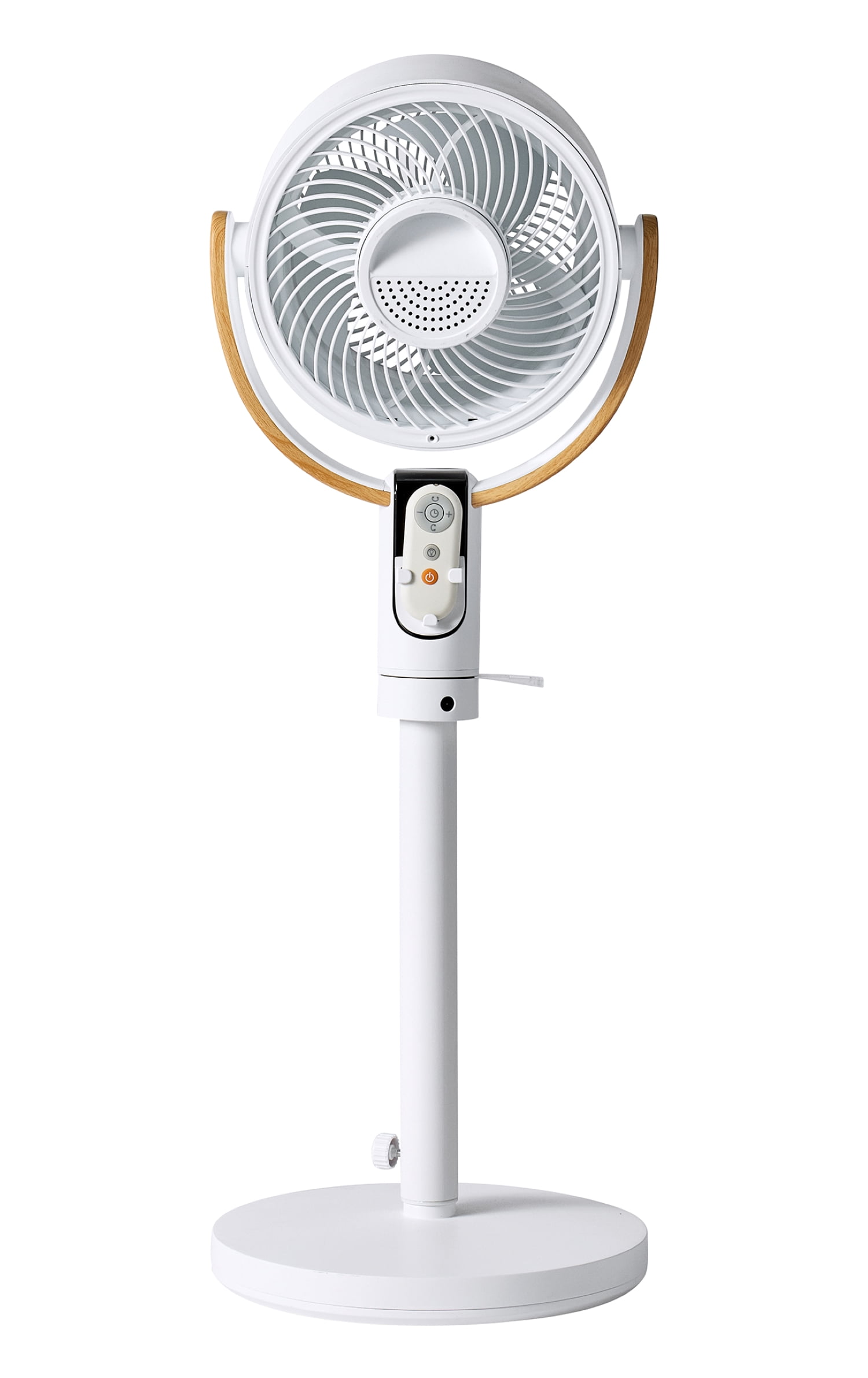 Better Homes & Gardens 8 Inch Air Circulator Pedestal Fan, Juliet Collection, White and Light Honey