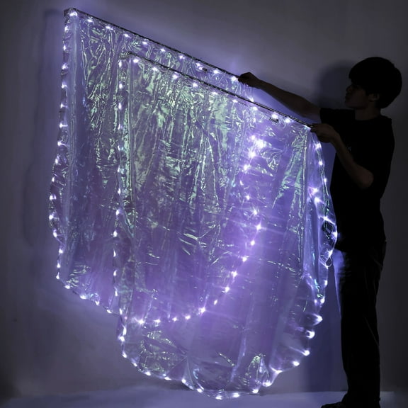 LED Praise Dance Flag Worship Flag with Adjustable Poles Semi Circle Angelic Wing for Church Dance Practice Performances