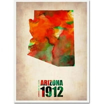 Trademark Fine Art "Arizona Watercolor Map" Canvas Art by Naxart
