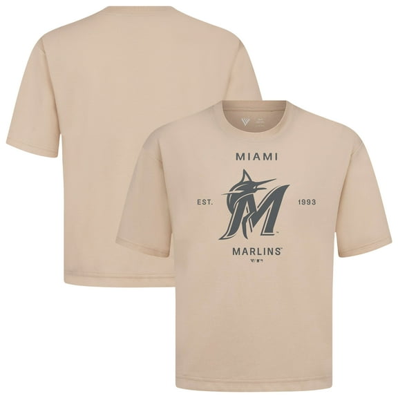 Men's Levelwear Khaki Miami Marlins Crossway Oversized Luxe Signature Knit T-Shirt