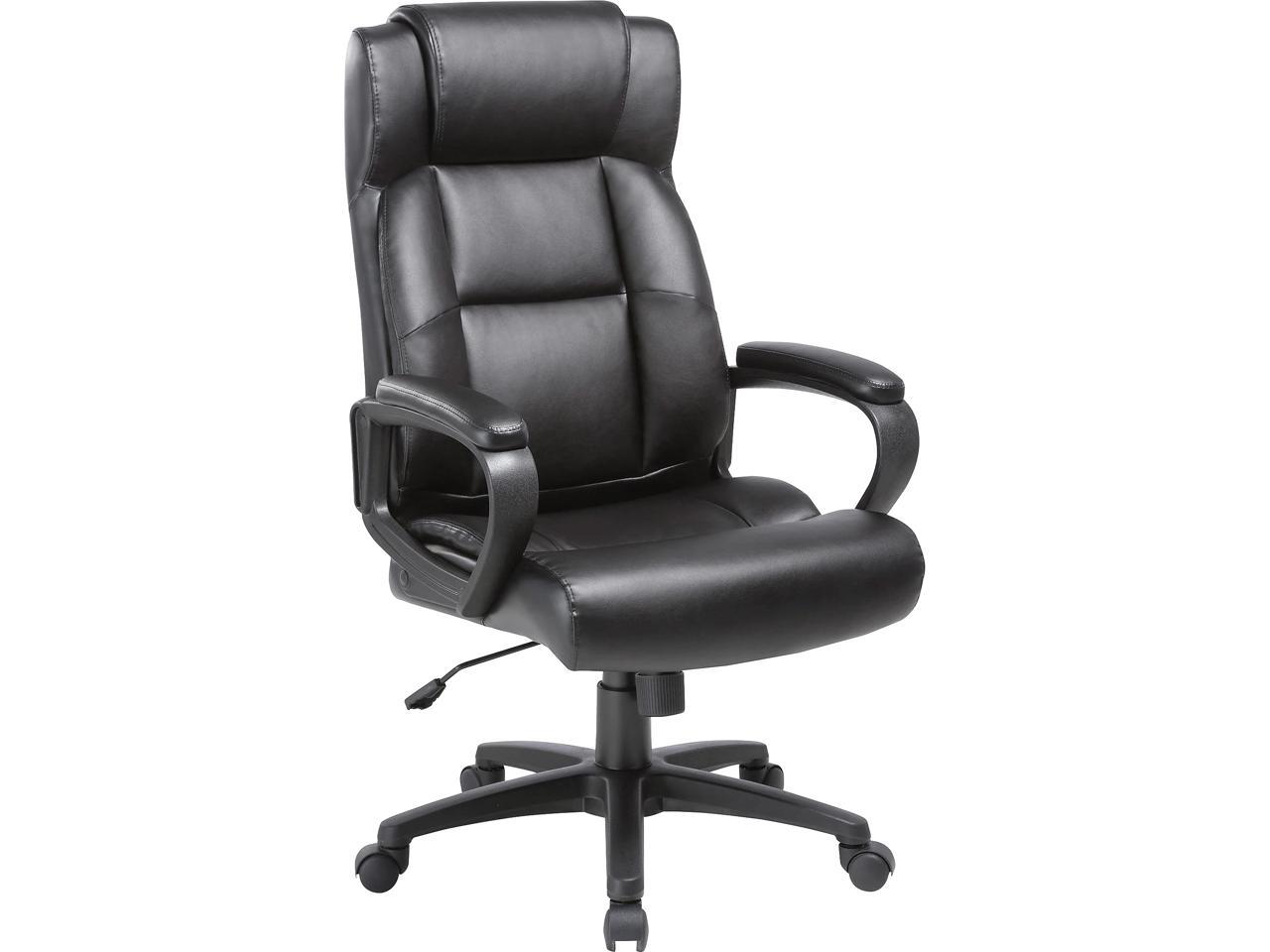 Lorell Soho High-back Leather Executive Chair - Black Bonded Leather Seat - Black Bonded Leather Back - 5-star Base - 18.39" Seat Width - 28.5" Length x 29" Width x 28" Depth x 46" Height - 1 Each - image 2 of 7