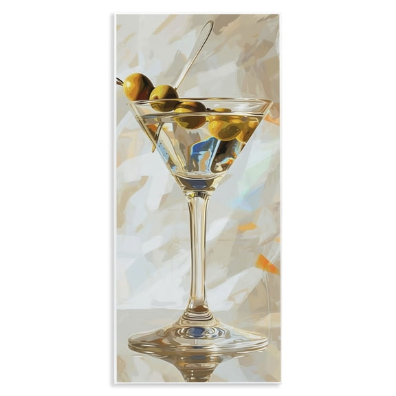 Stupell Industries Neutral Tone Martini Food & Beverage Painting Unframed Art Print Wall Art, 7 x 17
