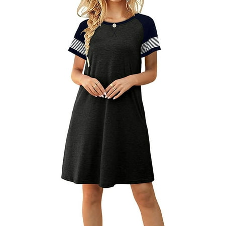 

Avamo Womens Nightgown T-Shirt Dress Sleepwear Pajamas Ladies Summer Short Sleeve Shirt Dresses Nightshirt Summer Home Dress Tunic Blouse Shirt Lounge Wear