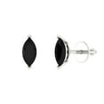 thumbnail image 2 of 1.0 Ct Marquise Cut Studs Black Natural Onyx 18K White Solid Solid Gold Everyday Dainty Earrings Push Back, 2 of 7