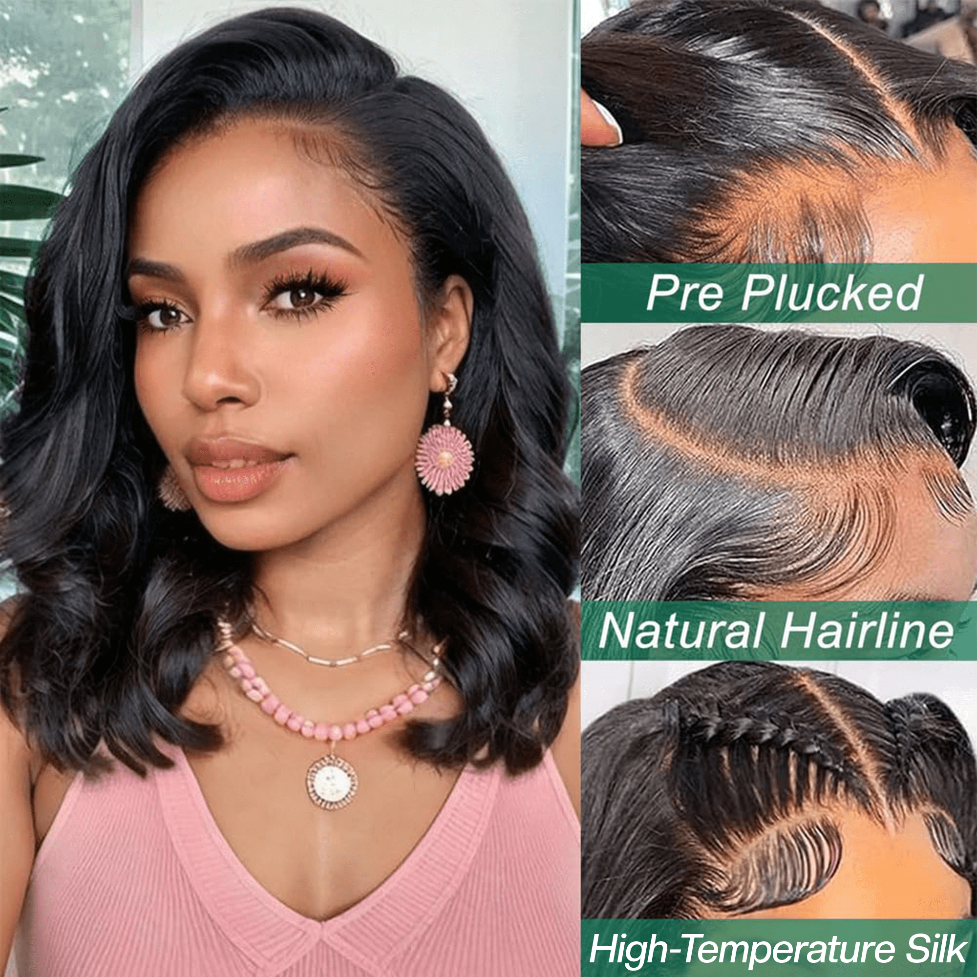 Morovan 17-Inch Black Bob Wig with Bangs for Women, Shoulder-Length Smooth Synthetic Hair, Natural Everyday Style