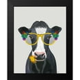 thumbnail image 2 of Fab Funky 15x18 Black Modern Framed Museum Art Print Titled - Cow and Flower Glasses, 2 of 5