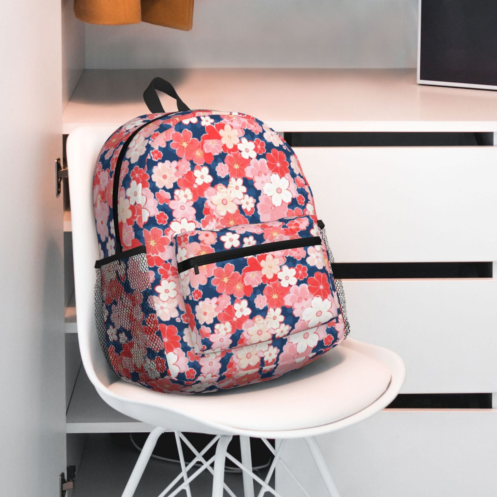 Gukieu Japanese Cherry Blossoms Print Backpack, Waterproof Backpack with Adjustable Shoulder Straps, Suitable for Campus, Business, Travel, Unisex