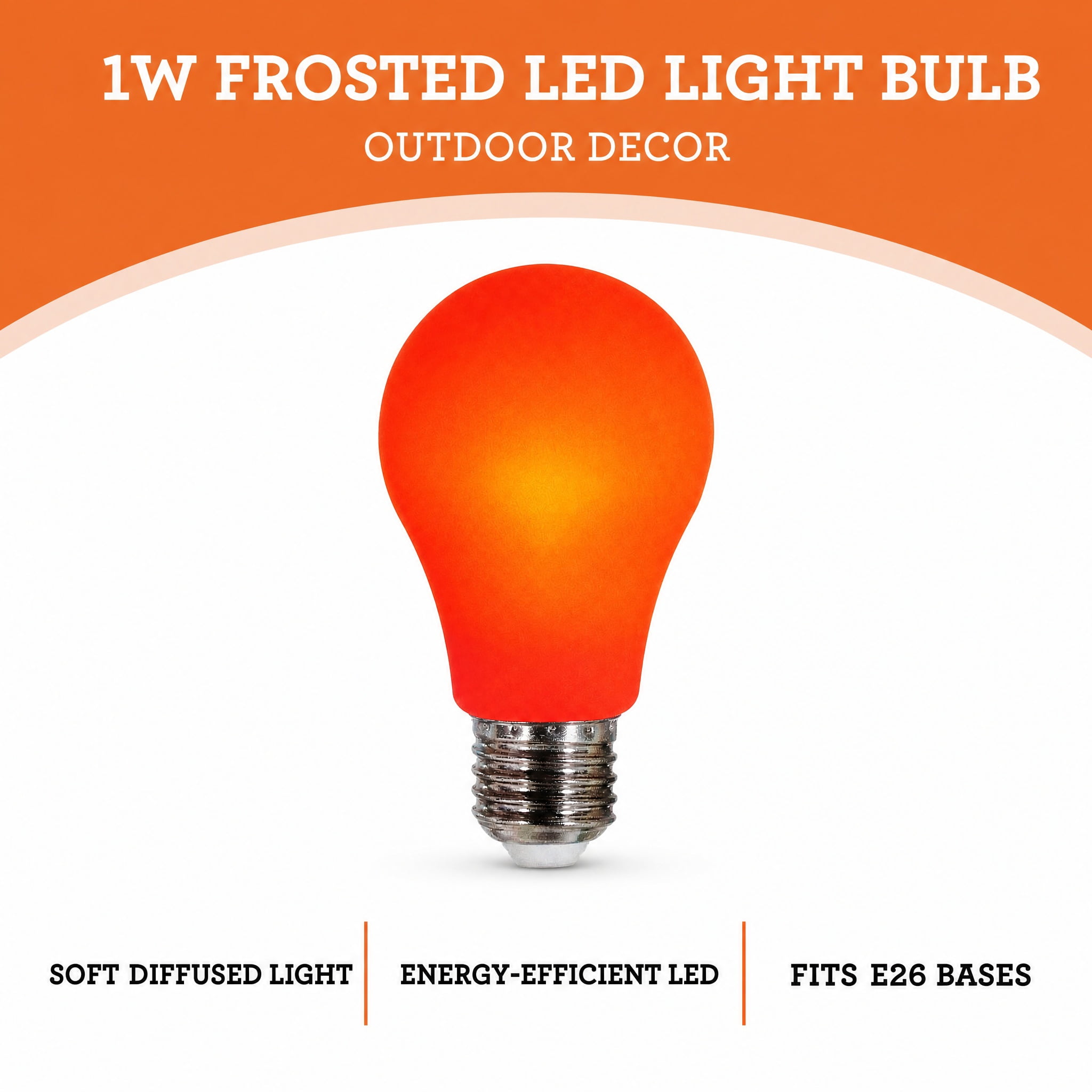 1W Frosted LED Light Bulb, Orange, Halloween by Way To Celebrate