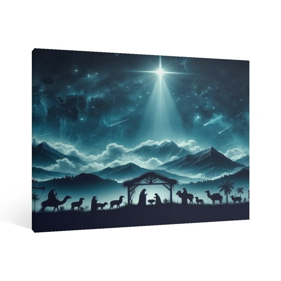 Vintage Jesus Nativity Scene Canvas Wall Art Paint Framed , Christian Watercolor Jesus Wall Art Decor,Christmas Wall Religious Artwork for Home Living Room,Bedroom Wall Decor