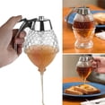 thumbnail image 2 of Dispensador de miel de 200 ml, antigoteo, de vidrio - Dispensador de jarabe de arce - Hermoso tarro de miel con forma de panal - Tarro de miel con soporte, 2 of 5