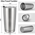 thumbnail image 5 of Gingprous 8 Pack 20 oz Stainless Steel Travel Tumblers with Lids Straws , Vacuum Insulated Coffee Cup ，Silver, 5 of 8