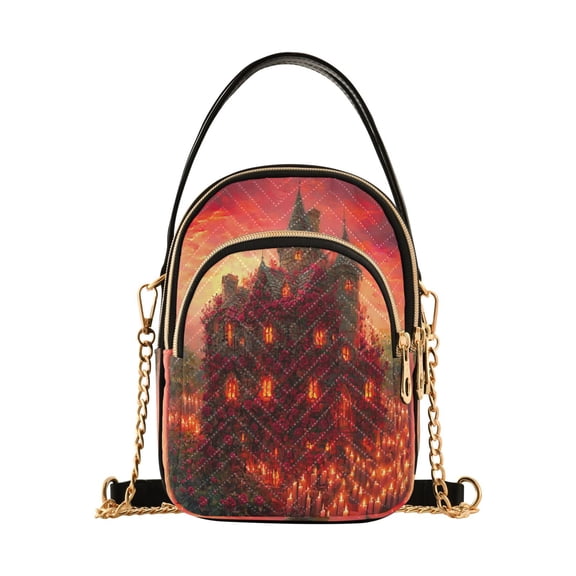 YAZAOO Cross Body Fashion Shoulder Waist Purse Bags Rose Covered House Pocket Handbags