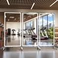 thumbnail image 5 of Hasipu 67" x 40" Extra Large Full Length LED Mirror with Light, 360° Swivel Rolling Mirror on Wheels, Dimmable Home Gym Mirror for Yoga, Dance Studio, Bedroom Wall Decor & Exercise Room, White, 5 of 9