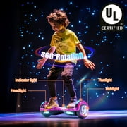 SISIGAD All-Terrain Hoverboard, 6.5 In. Self Balancing Flash Wheel Electric Scooter with Bluetooth Speaker and LED Lights