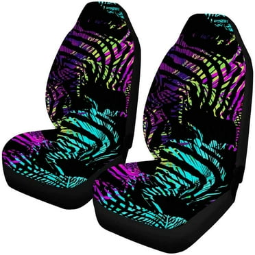 ZHANZZK Set of 2 Car Seat Covers Abstract Zebra Tropic Jungle Universal Auto Front Seats Protector Fits for Car,SUV Sedan,Truck