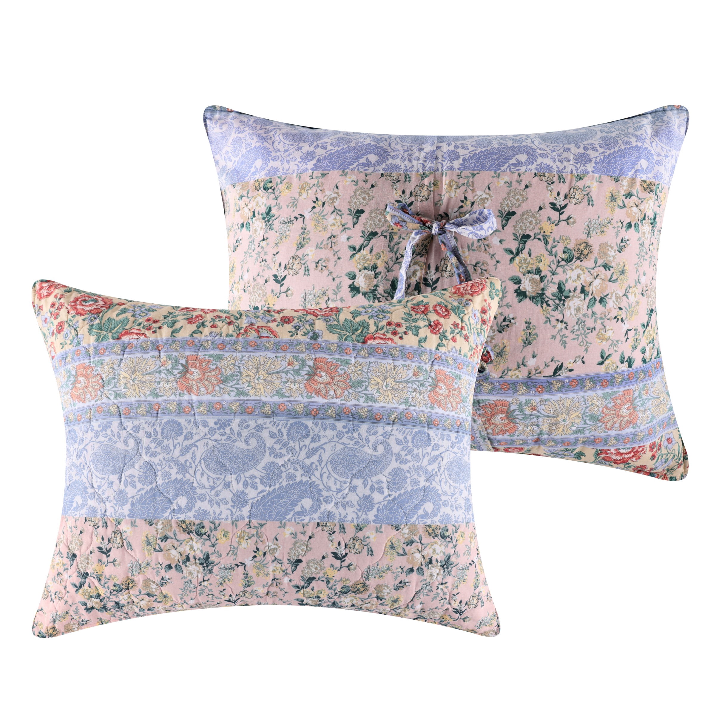 Greenland Home Fashions Kressida Multi-Floral Quilted Pillow Sham, King 20" x 36", Adult