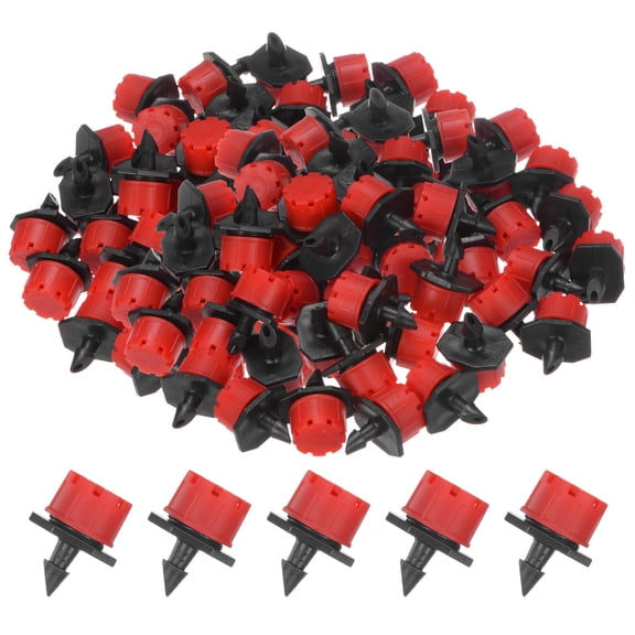 150-Pack Adjustable Irrigation Dripper, 1/4 Inch Barbed Emitter Drip Sprinklers Garden Watering System [Red]
